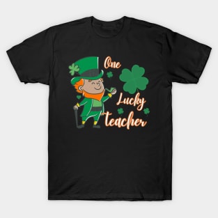 One Lucky Teacher Retro Vintage St Patrick's Day T-Shirt